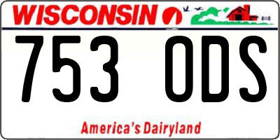 WI license plate 753ODS