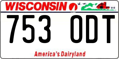WI license plate 753ODT