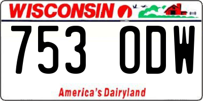 WI license plate 753ODW