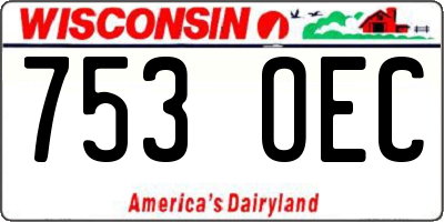 WI license plate 753OEC