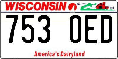 WI license plate 753OED