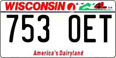WI license plate 753OET