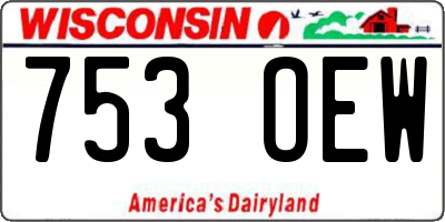 WI license plate 753OEW