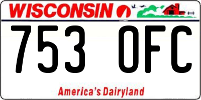 WI license plate 753OFC