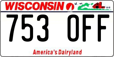 WI license plate 753OFF
