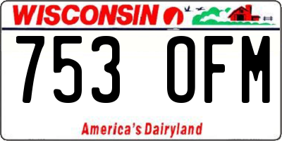 WI license plate 753OFM