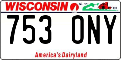 WI license plate 753ONY