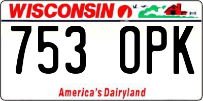 WI license plate 753OPK