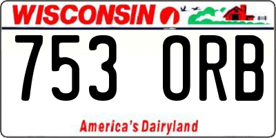 WI license plate 753ORB