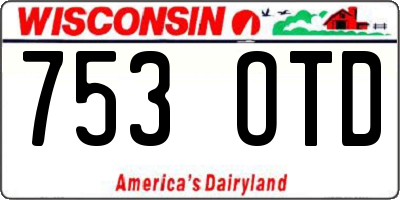 WI license plate 753OTD
