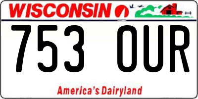 WI license plate 753OUR