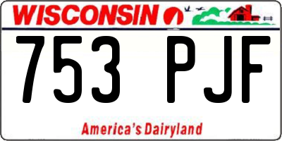WI license plate 753PJF