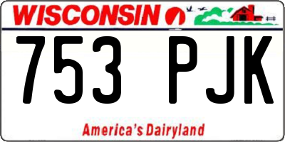 WI license plate 753PJK