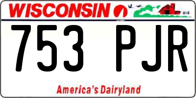 WI license plate 753PJR
