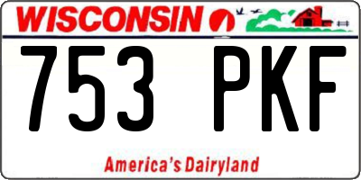 WI license plate 753PKF