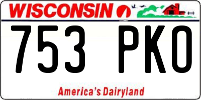 WI license plate 753PKO
