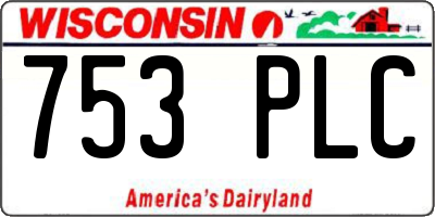WI license plate 753PLC