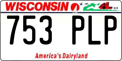 WI license plate 753PLP