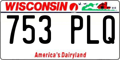 WI license plate 753PLQ
