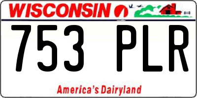 WI license plate 753PLR