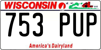 WI license plate 753PUP