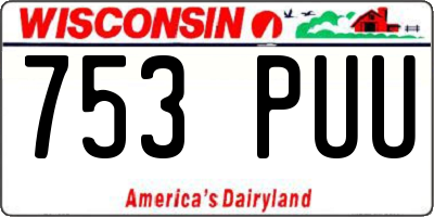 WI license plate 753PUU
