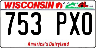 WI license plate 753PXO
