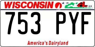 WI license plate 753PYF