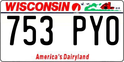 WI license plate 753PYO