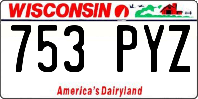 WI license plate 753PYZ