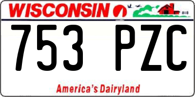 WI license plate 753PZC