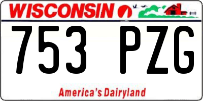 WI license plate 753PZG