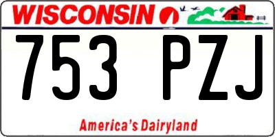 WI license plate 753PZJ