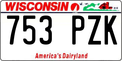 WI license plate 753PZK