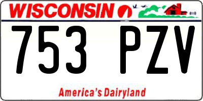 WI license plate 753PZV