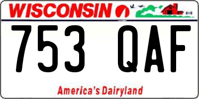 WI license plate 753QAF