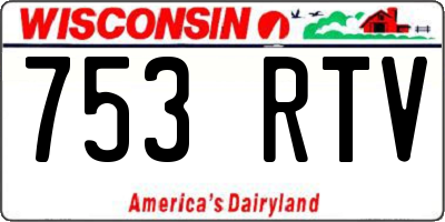 WI license plate 753RTV