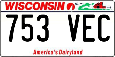 WI license plate 753VEC