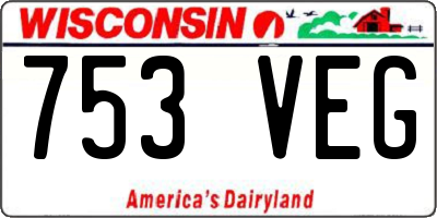 WI license plate 753VEG