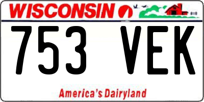 WI license plate 753VEK