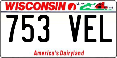 WI license plate 753VEL