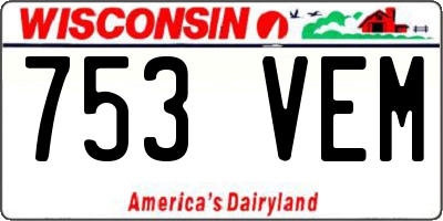 WI license plate 753VEM