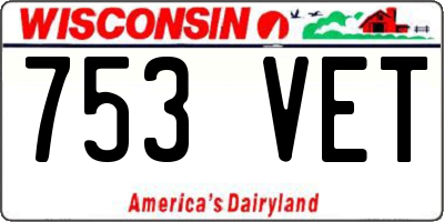 WI license plate 753VET
