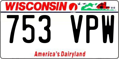WI license plate 753VPW