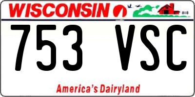 WI license plate 753VSC