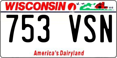 WI license plate 753VSN