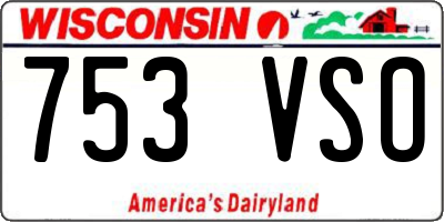 WI license plate 753VSO