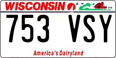 WI license plate 753VSY