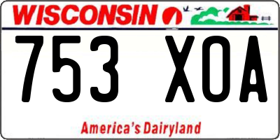 WI license plate 753XOA