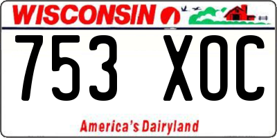 WI license plate 753XOC